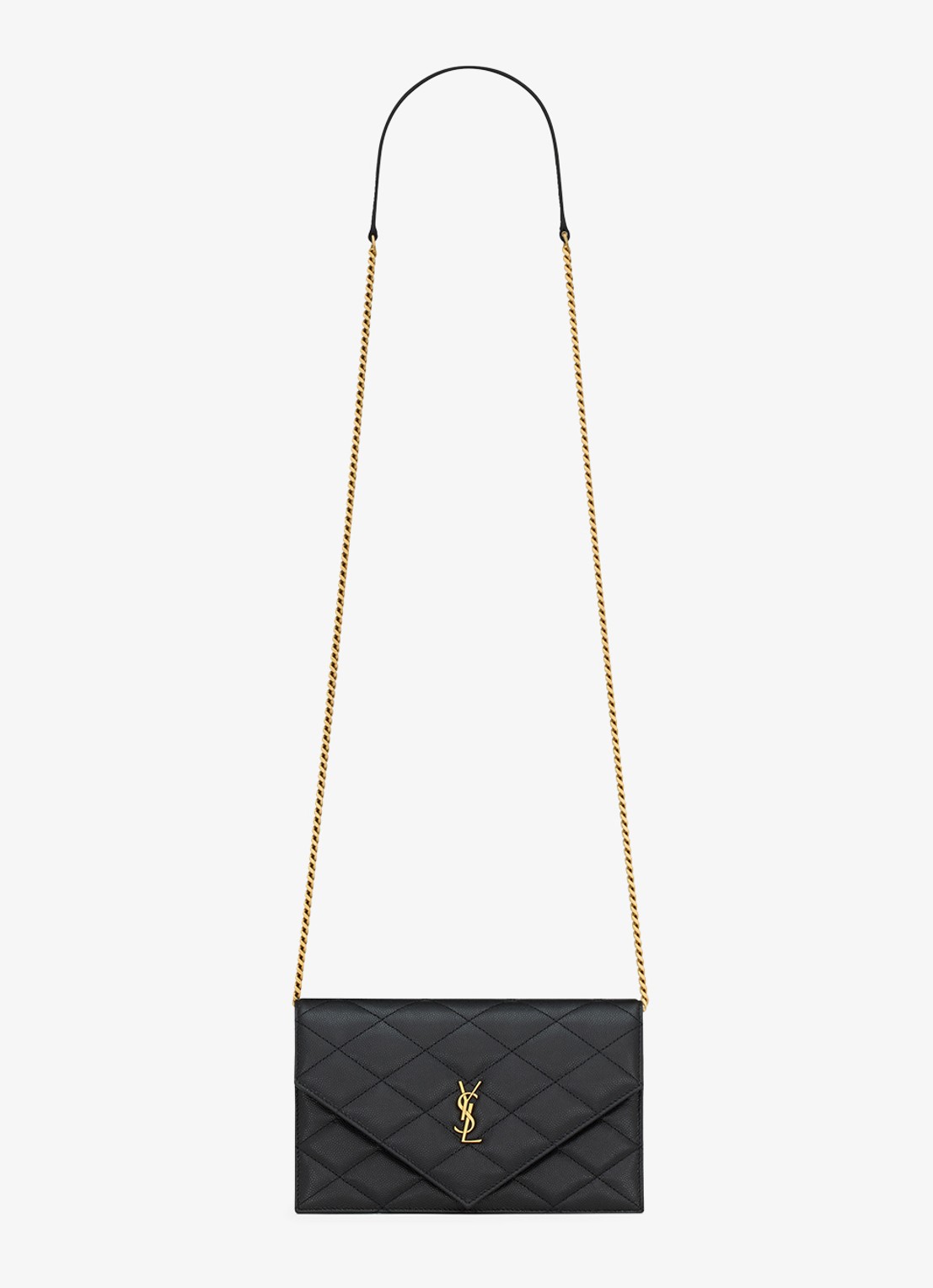 Saint Laurent Envelope portemonnee van lamsleer met afneembare schouderriem - voorkant 6 zwart