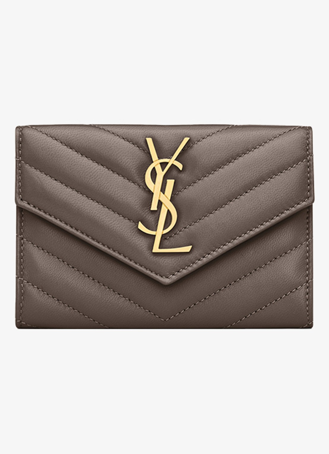 Saint Laurent Envelope Small portemonnee van lamsleer - voorkant grijs