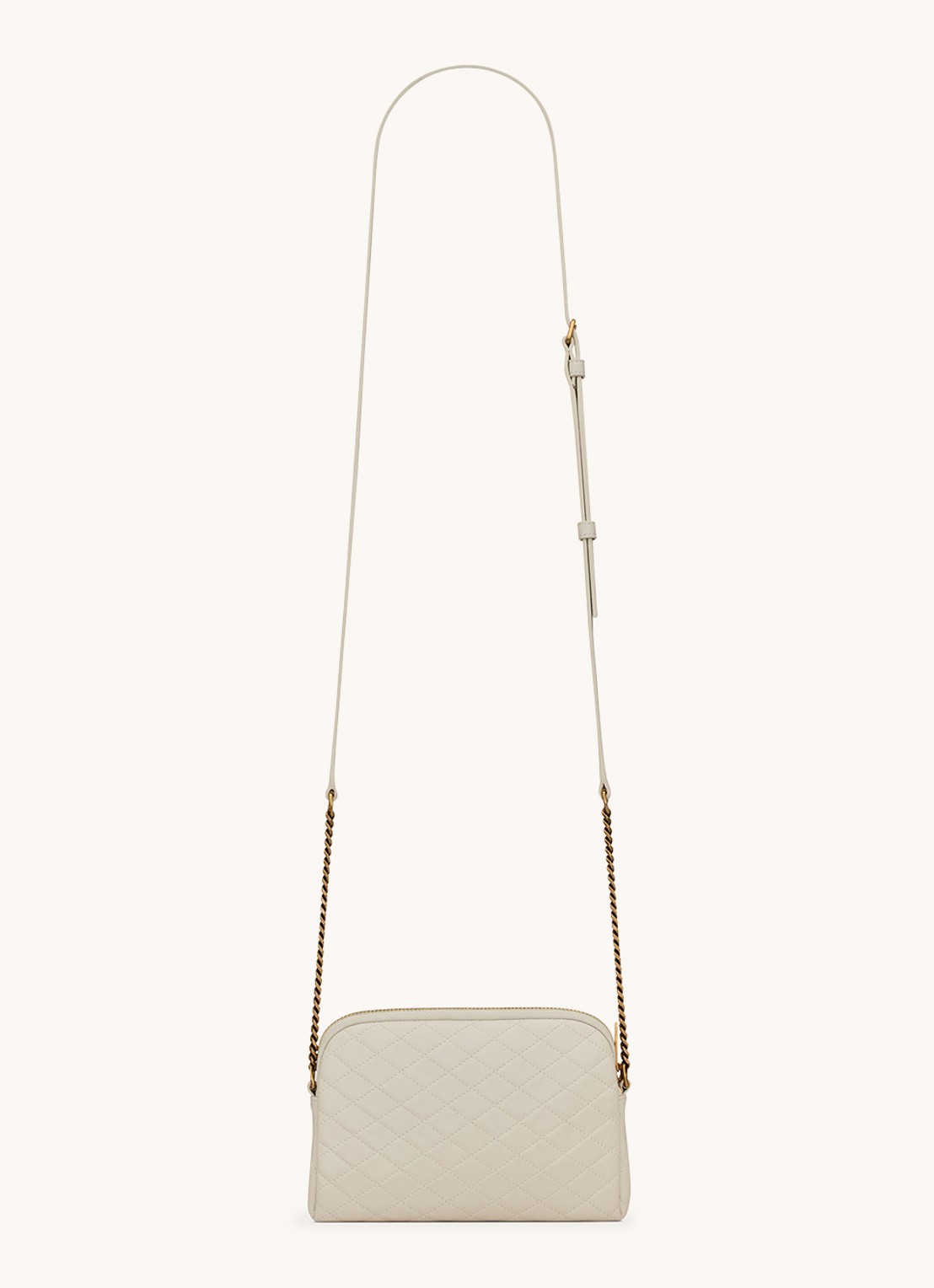 Saint Laurent Gaby clutch van lamsleer met schouderriem - detail 2 creme