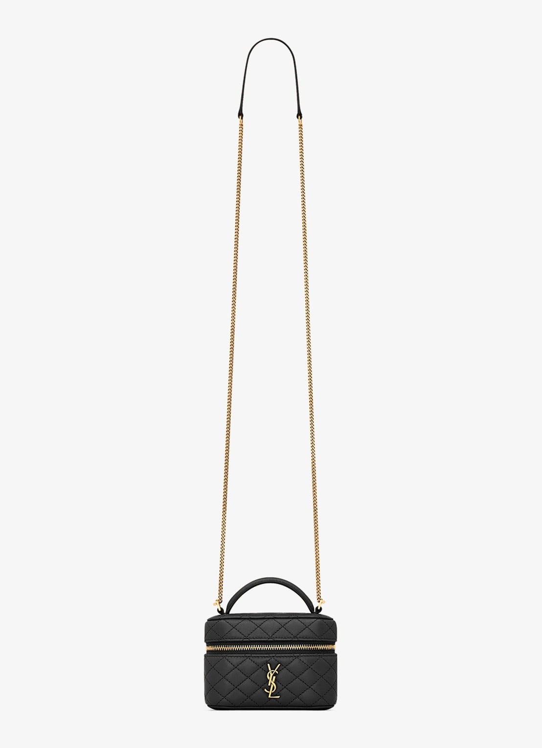 Saint Laurent Gaby Vanity Micro handtas van lamsleer - voorkant zwart