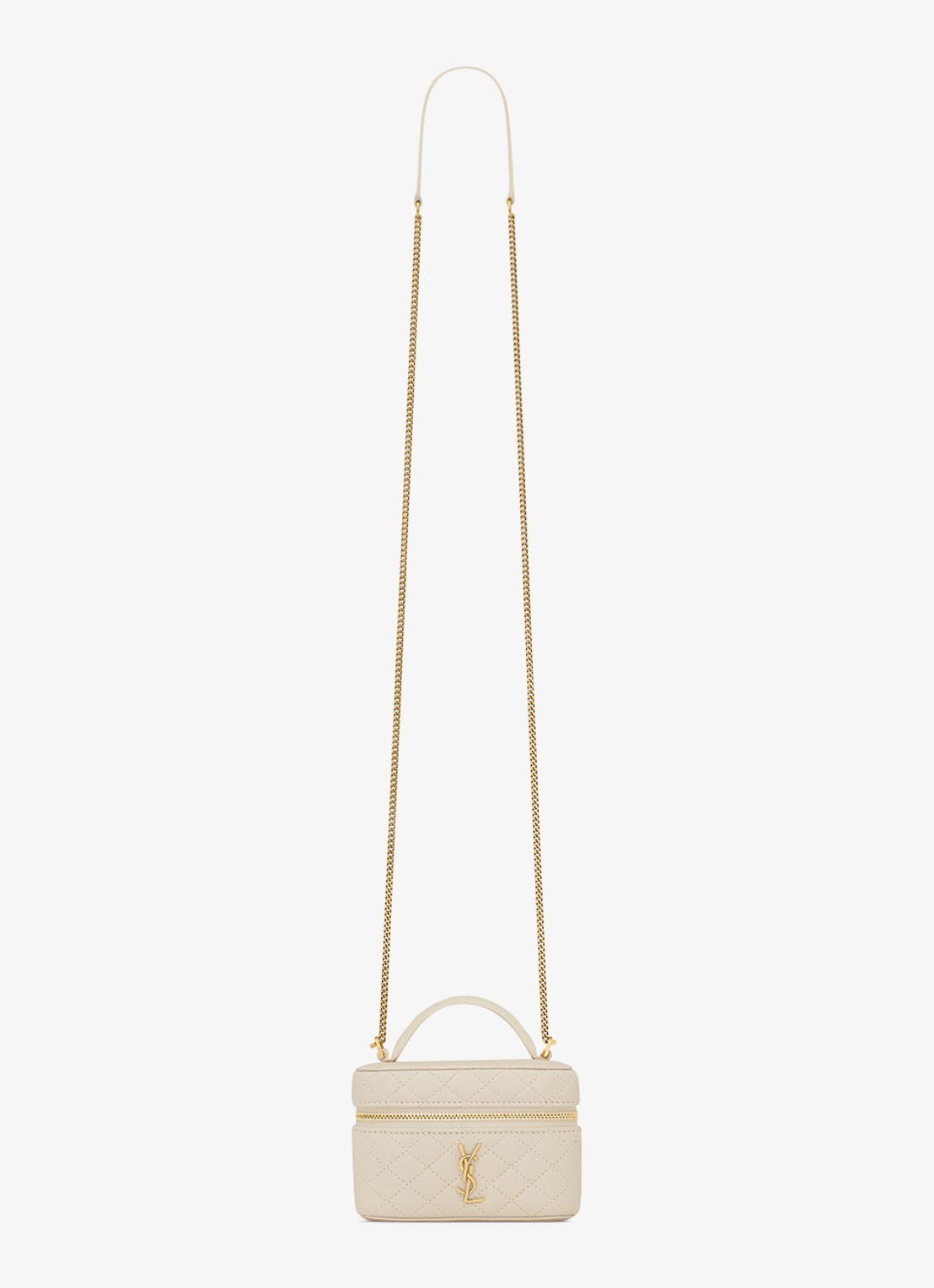 Saint Laurent Gaby Vanity Micro handtas van lamsleer - voorkant gebroken wit