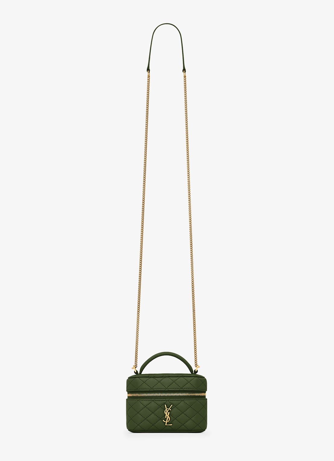 Saint Laurent Gaby Vanity Micro handtas van lamsleer - voorkant 2 groen