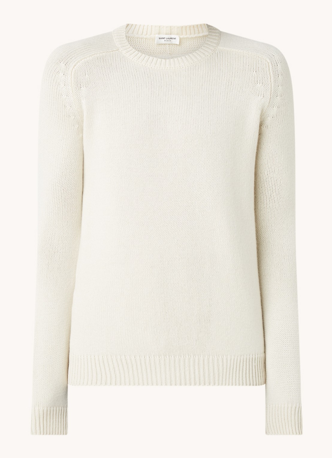 Saint Laurent Grofgebreide pullover van kasjmier - voorkant gebroken wit