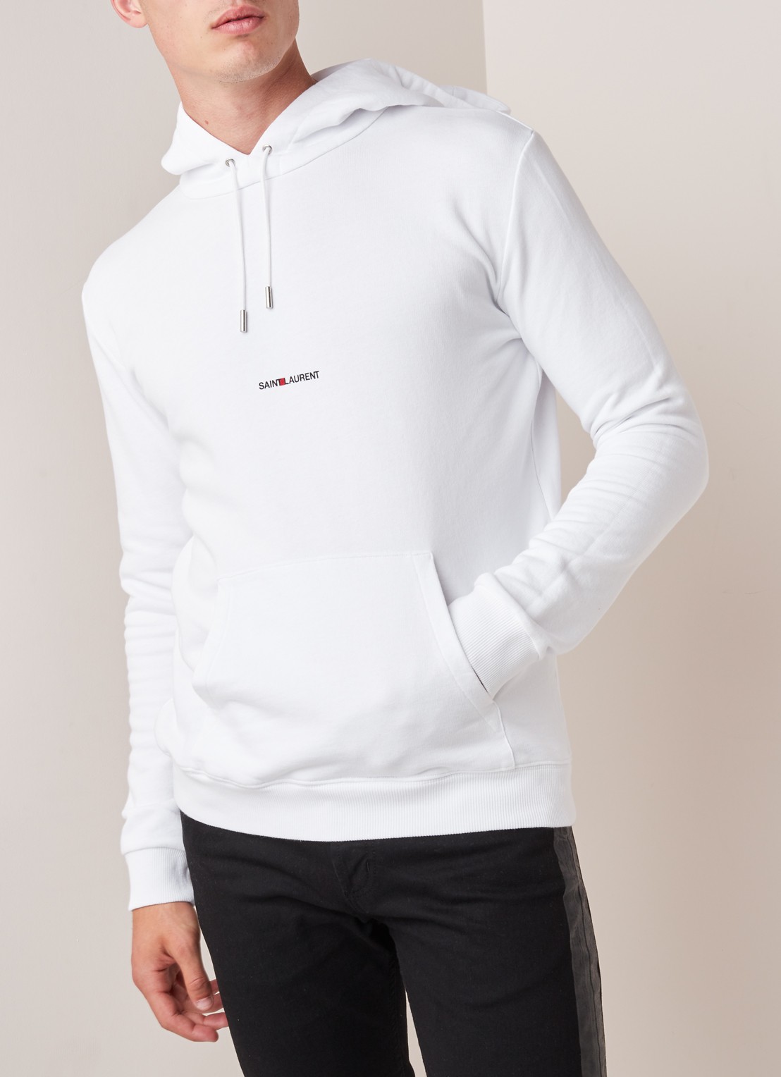 Saint Laurent Hoodie met logoprint - detail 2 wit