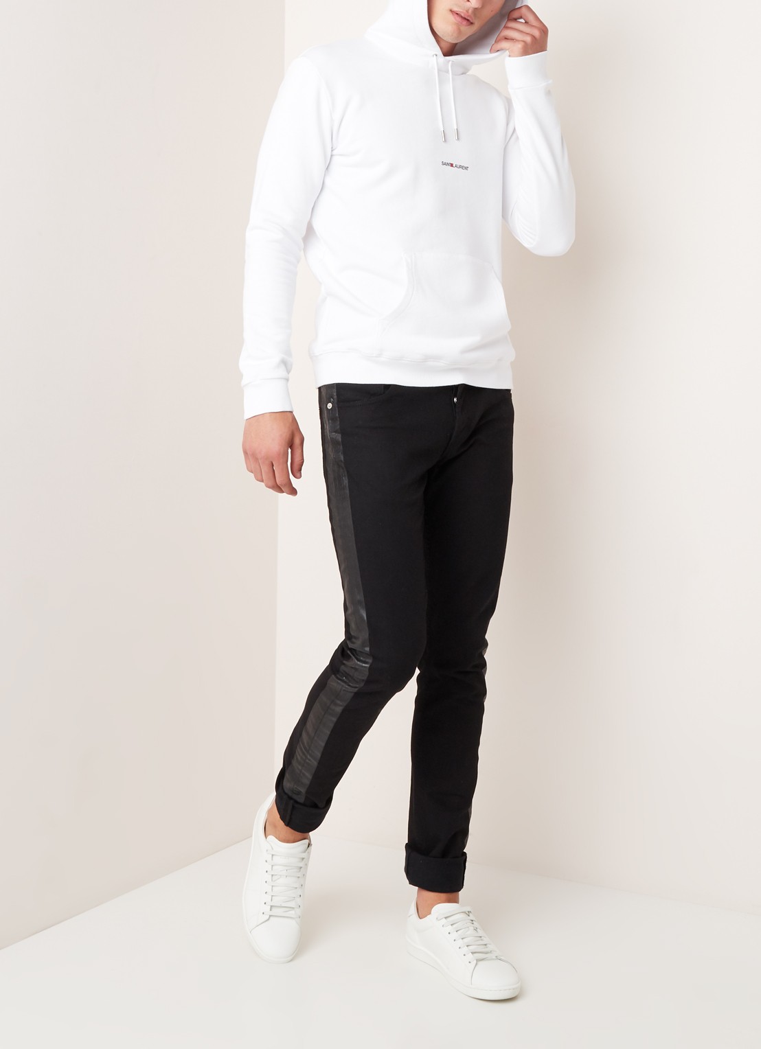 Saint Laurent Hoodie met logoprint - voorkant 4 wit
