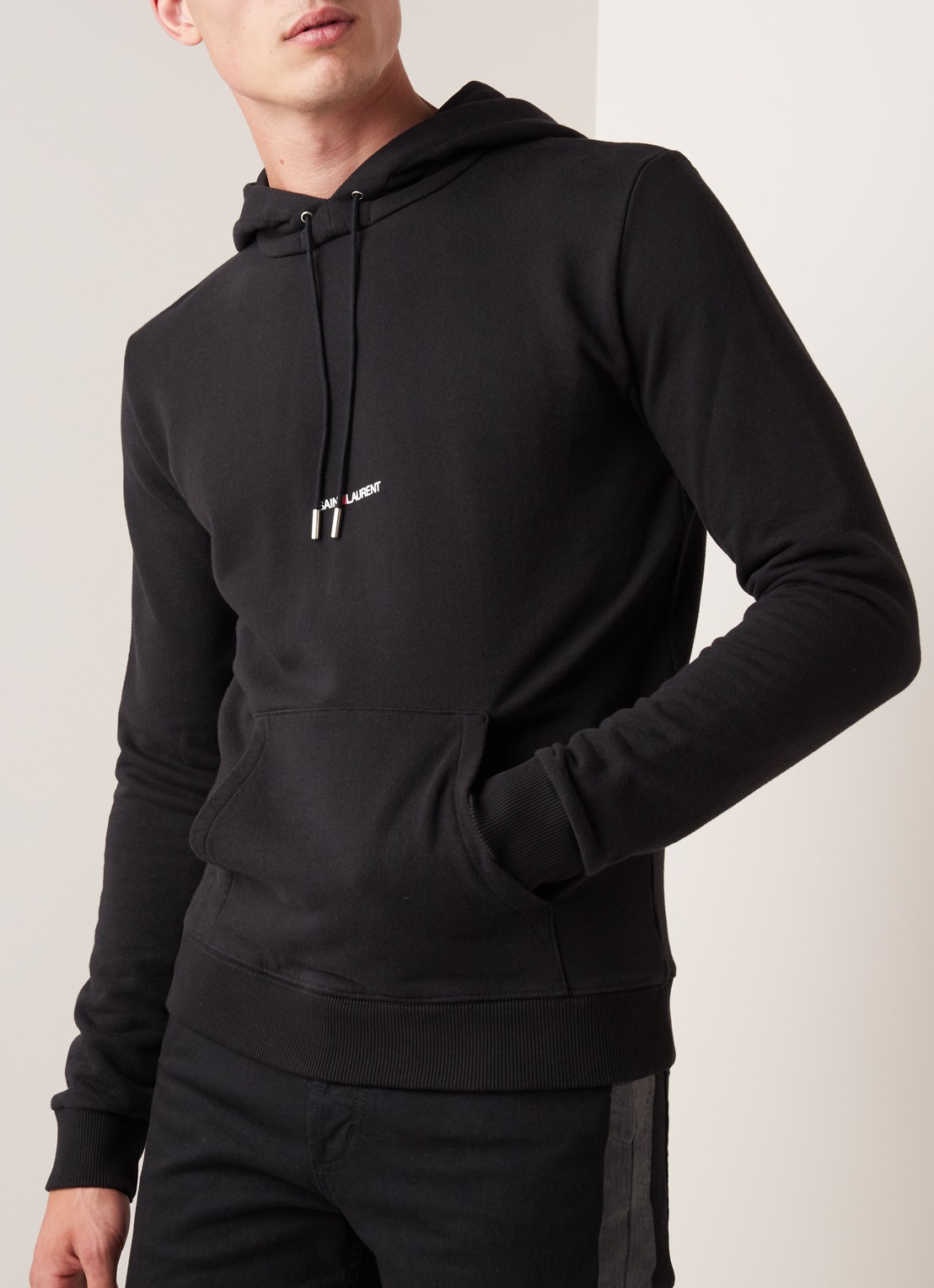 Saint Laurent Hoodie met logoprint - detail 3 zwart
