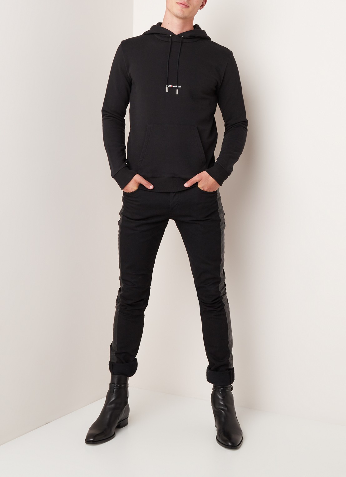 Saint Laurent Hoodie met logoprint - voorkant 2 zwart