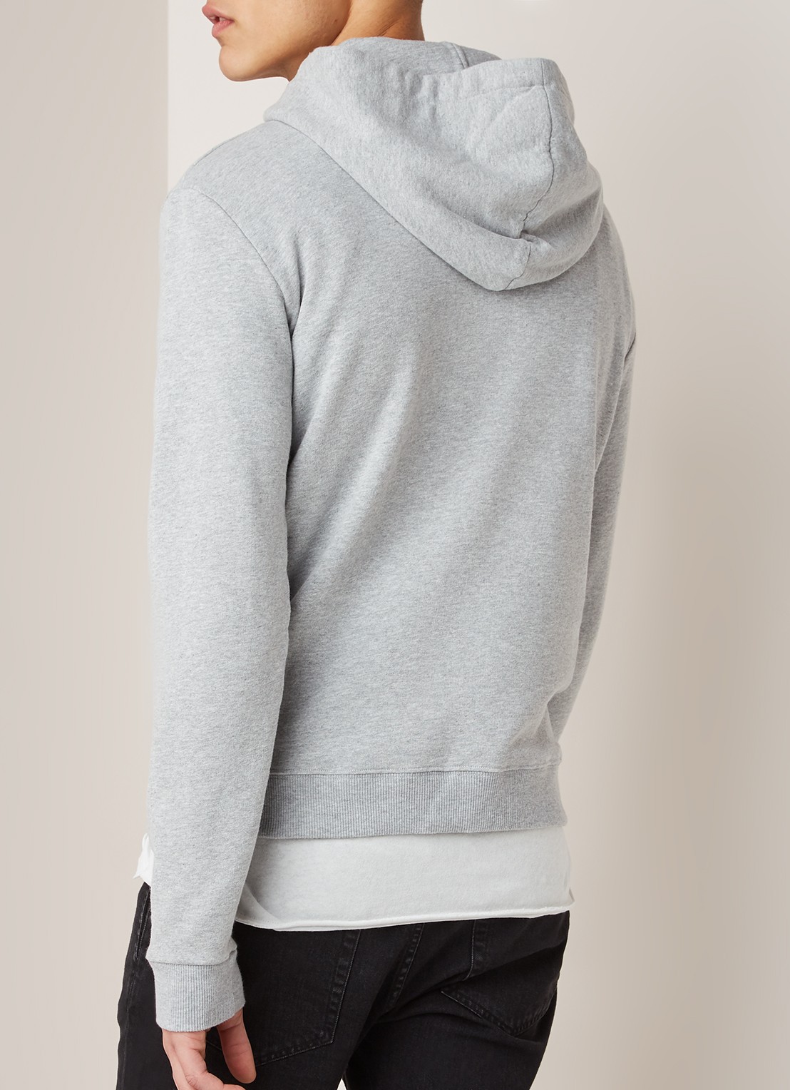 Saint Laurent Hoodie met logoprint - achterkant lichtgrijs