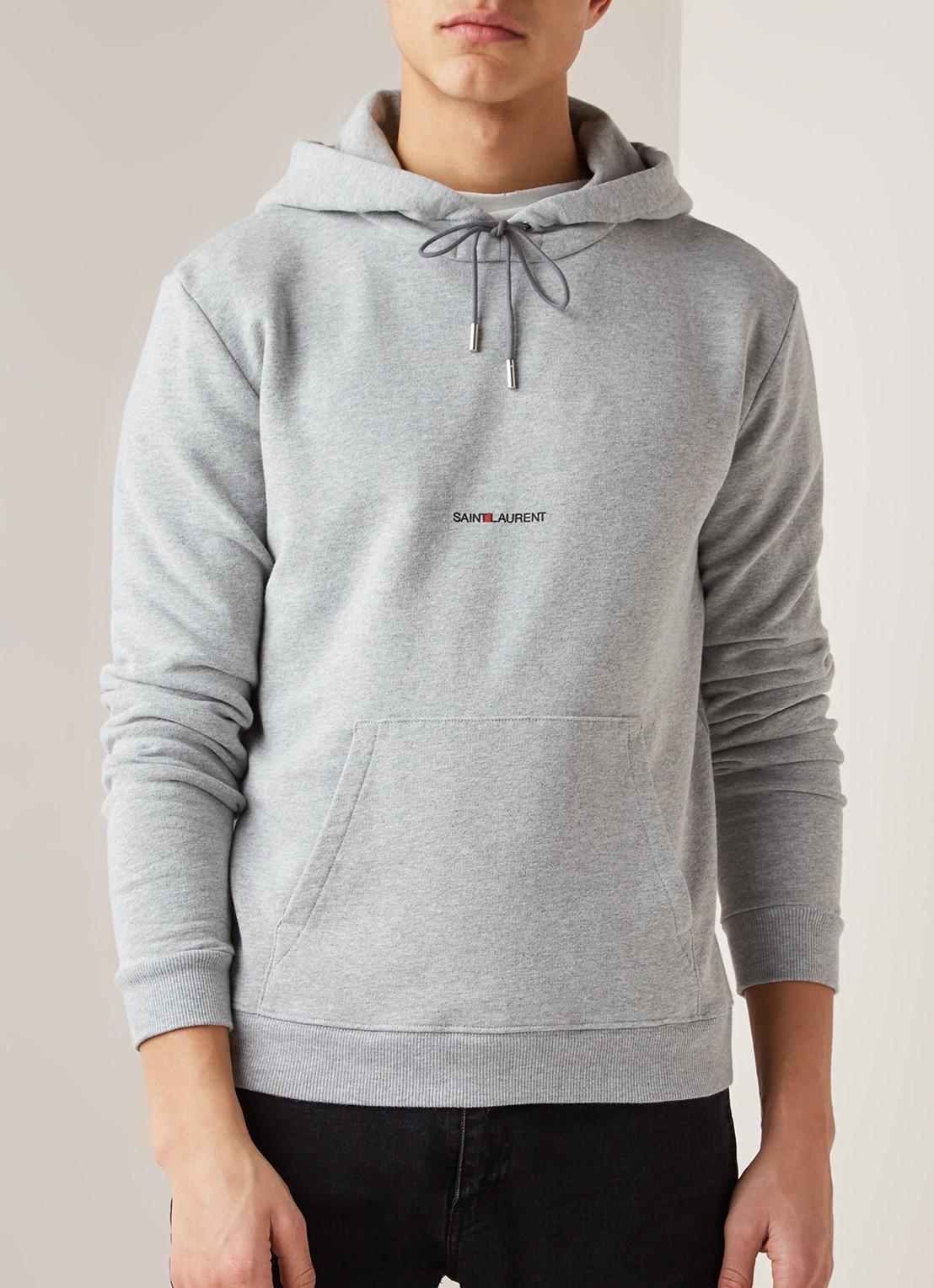Saint Laurent Hoodie met logoprint - detail 2 lichtgrijs