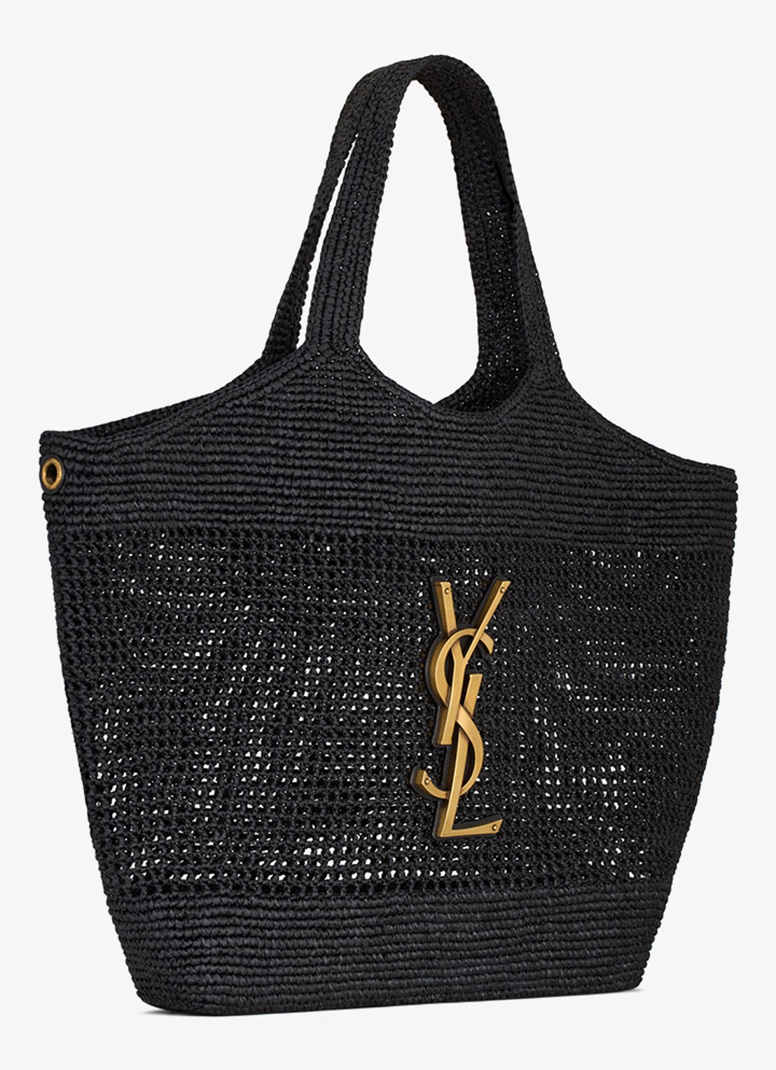 Saint Laurent Icare Maxi shopper van raffia - detail 6 zwart