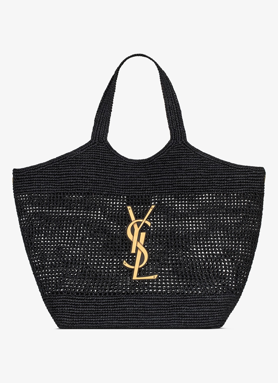 Saint Laurent Icare Maxi shopper van raffia - voorkant zwart