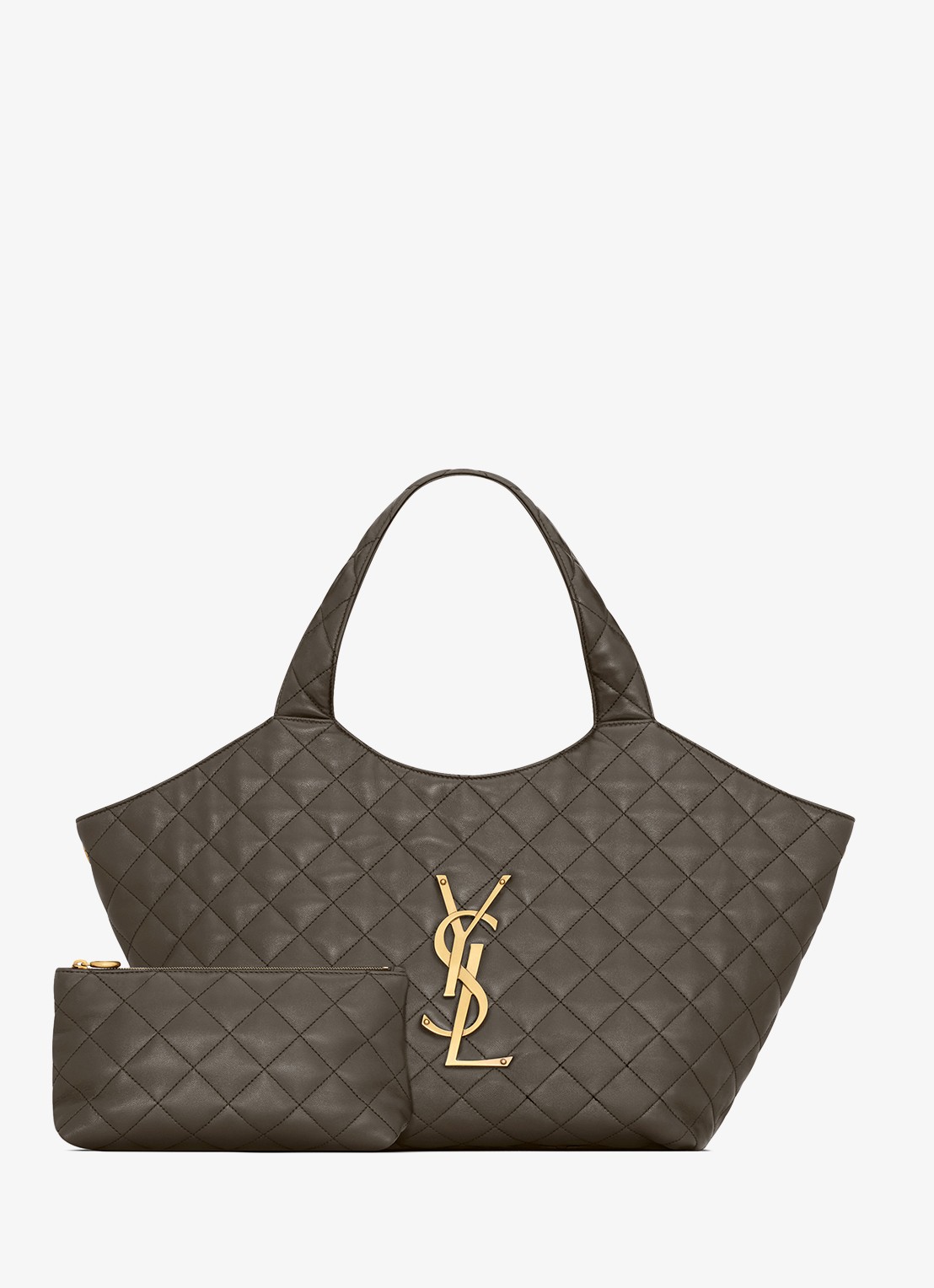 Saint Laurent Icare Medium shopper van lamsleer - detail 4 bronsgroen