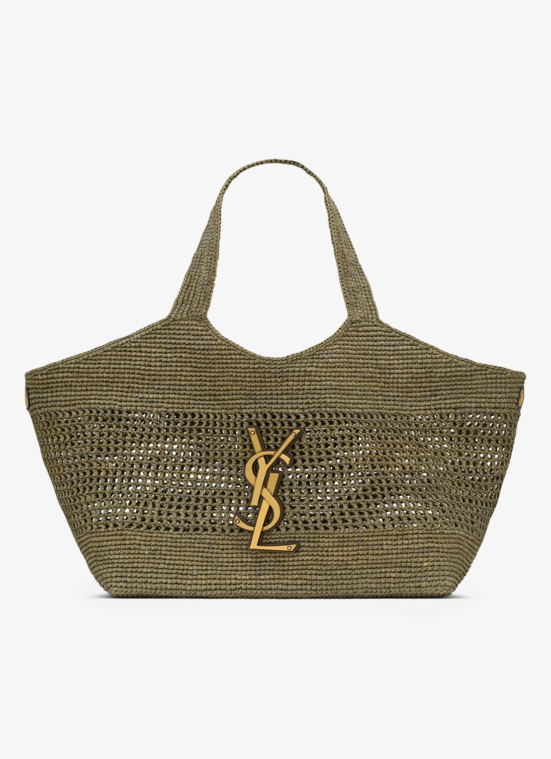 Saint Laurent Icare Medium shopper van raffia - voorkant groen