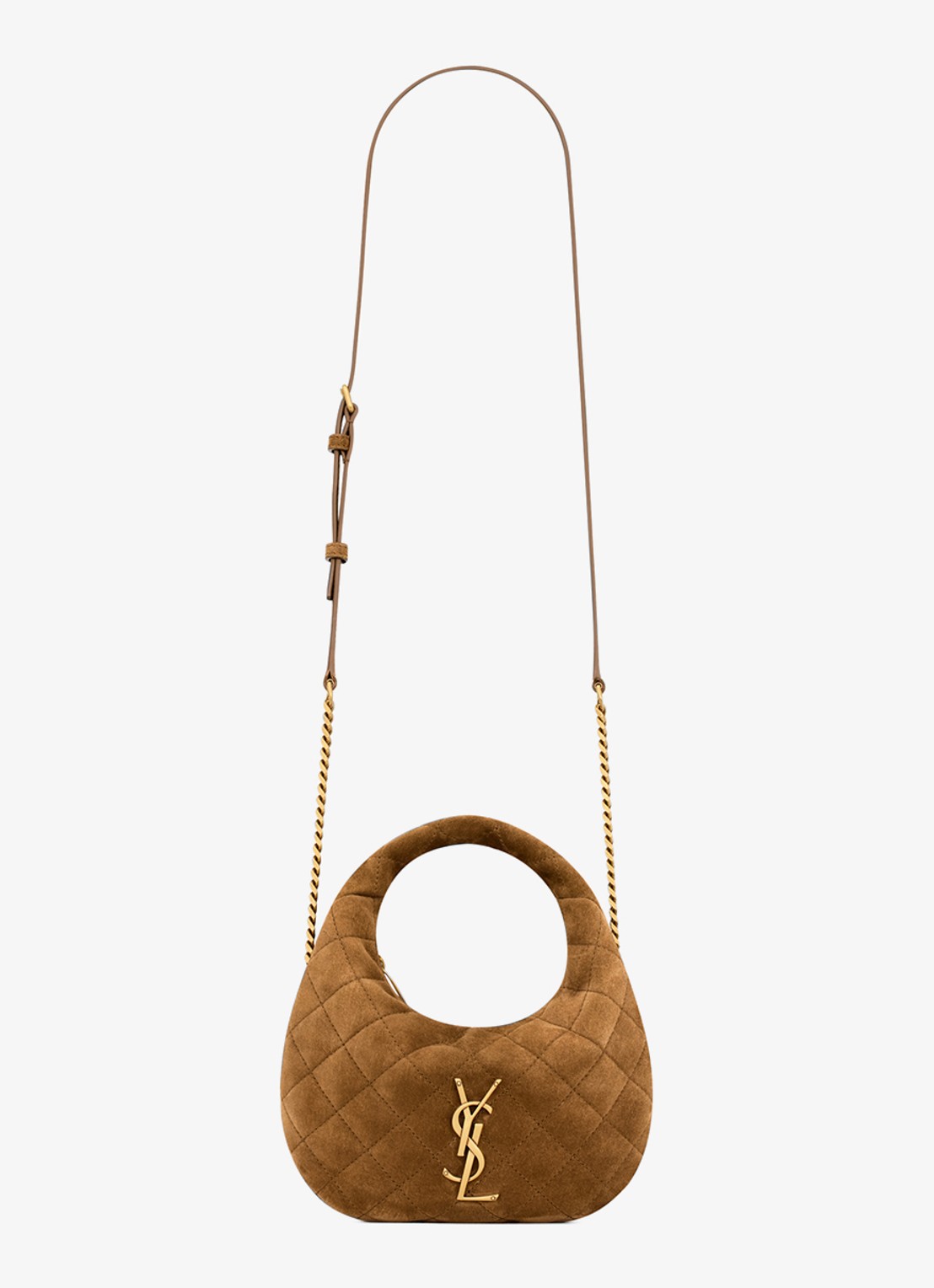 Saint Laurent Icarino Mini handtas van kalfssuède - voorkant 2 bruin