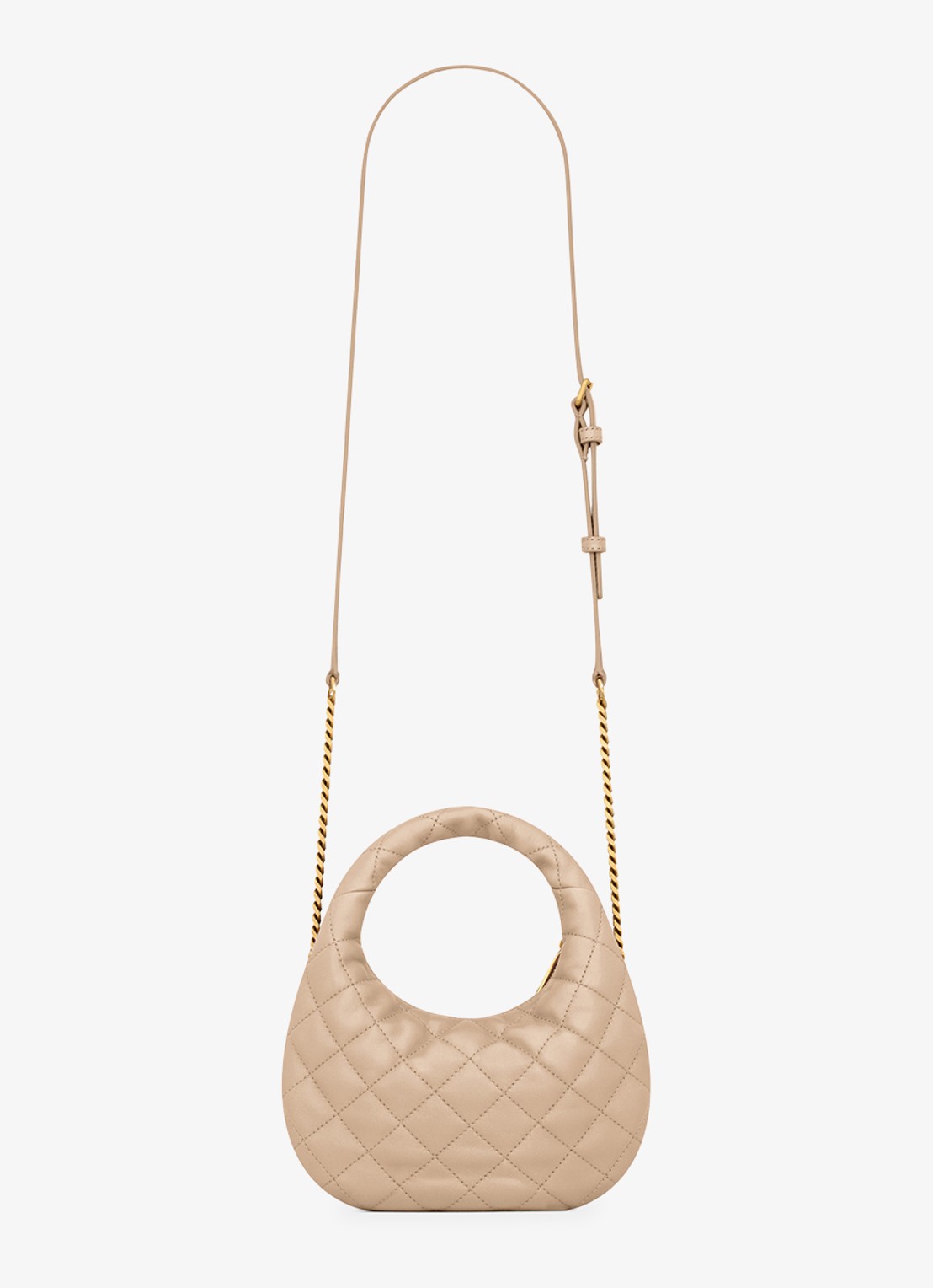 Saint Laurent Icarino Mini handtas van lamsleer - achterkant beige