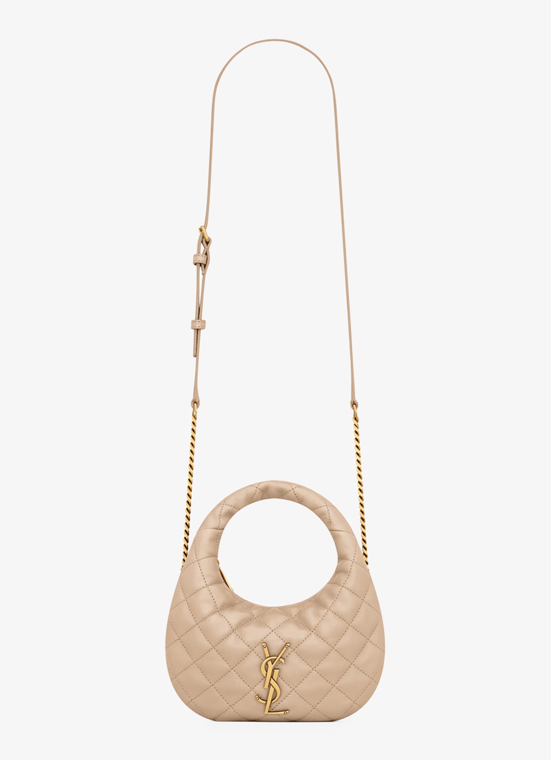 Saint Laurent Icarino Mini handtas van lamsleer - voorkant 5 beige