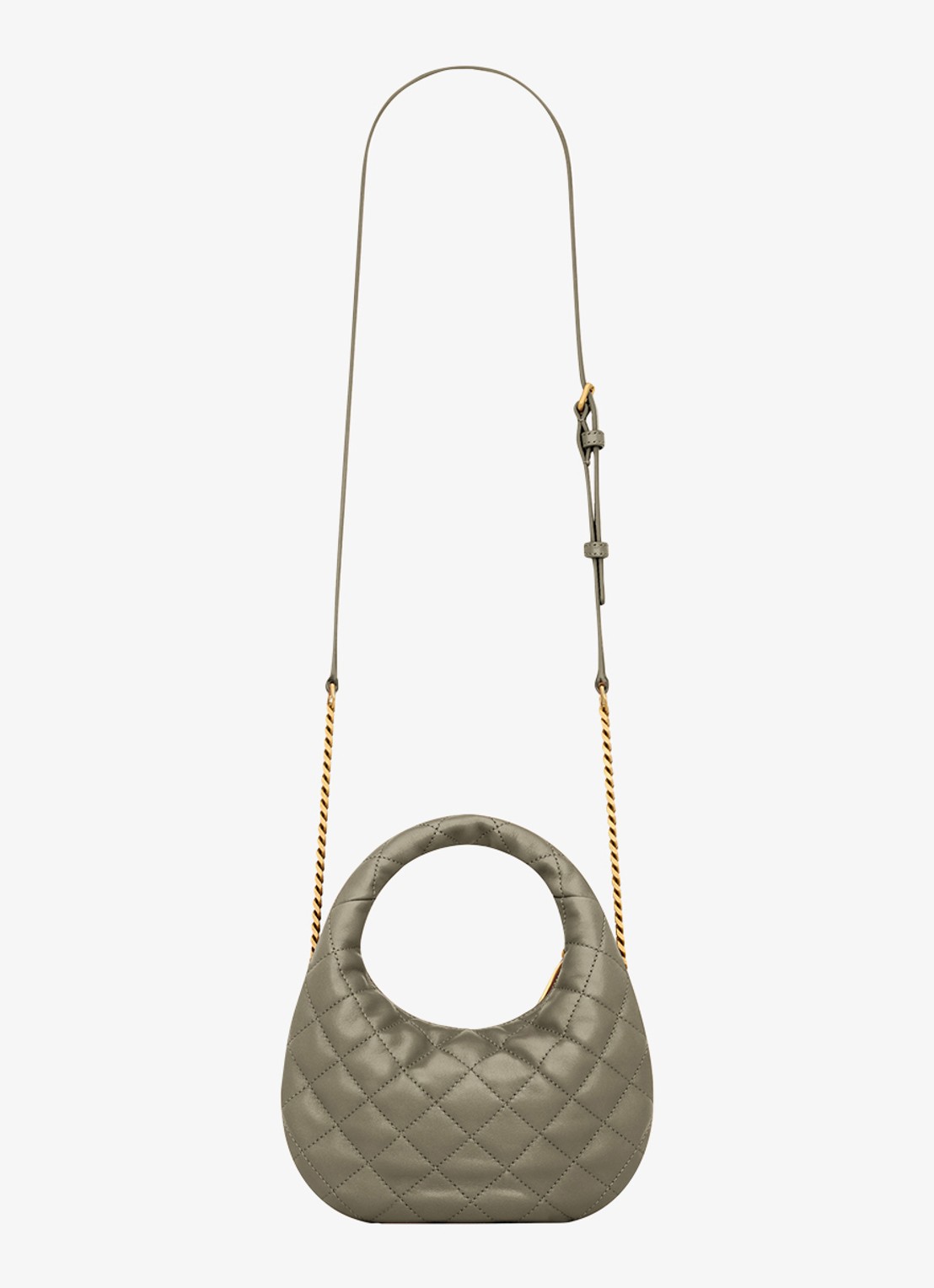 Saint Laurent Icarino Mini handtas van lamsleer - achterkant 2 olijfgroen