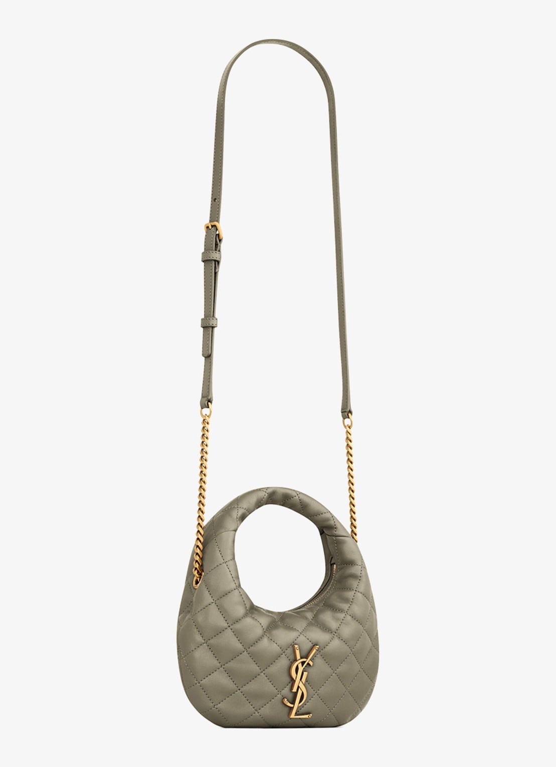 Saint Laurent Icarino Mini handtas van lamsleer - detail 3 olijfgroen