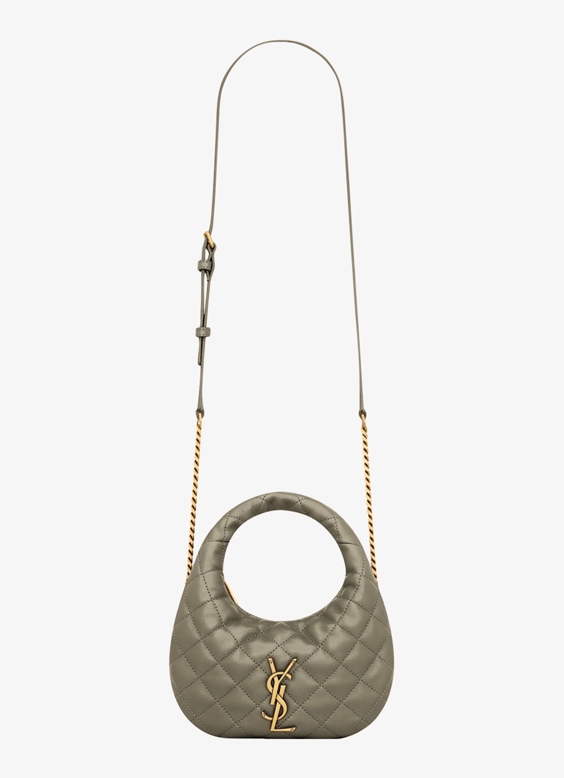 Saint Laurent Icarino Mini handtas van lamsleer - voorkant olijfgroen