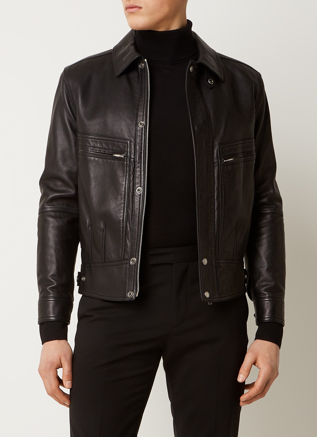 Saint Laurent Jack van lamsleer met ritssluiting - detail 2 zwart