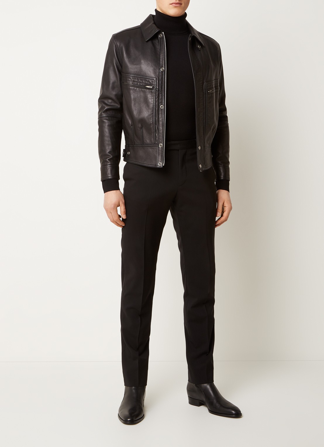 Saint Laurent Jack van lamsleer met ritssluiting - voorkant 5 zwart