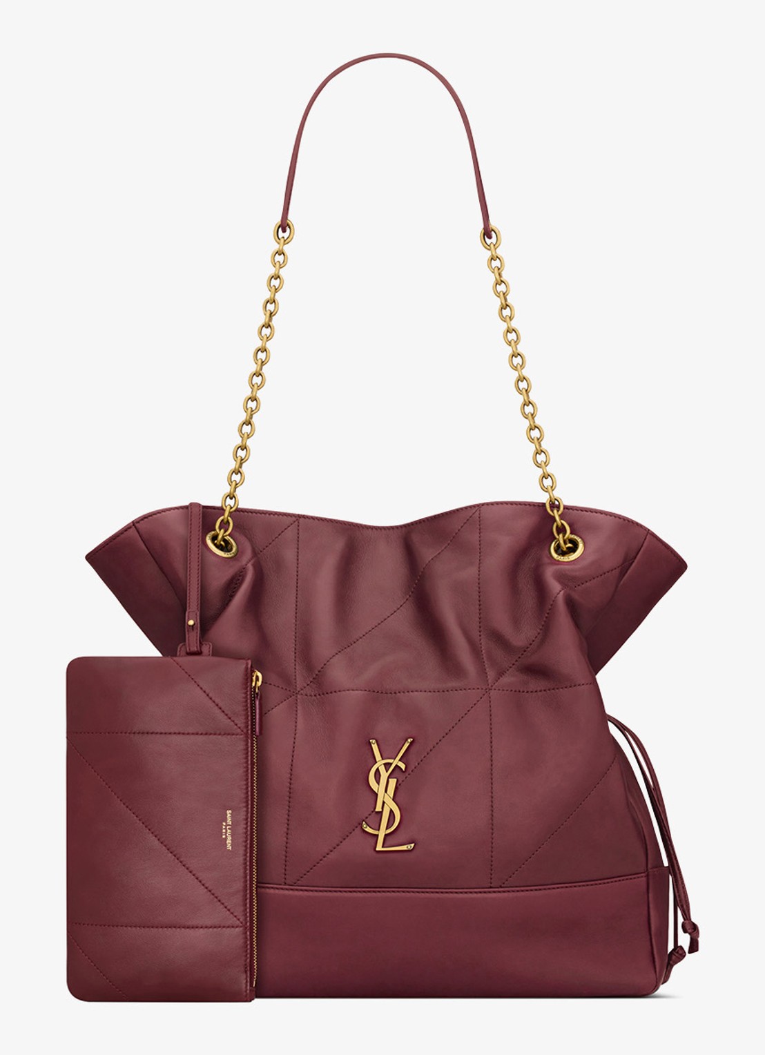 Saint Laurent Jamie shopper van lamsleer - detail bordeauxrood