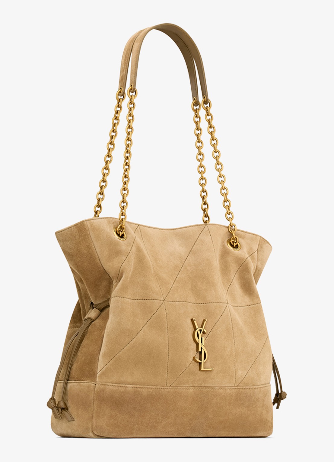 Saint Laurent Jamie Small shopper van lamssuède - detail 3 lichtbruin