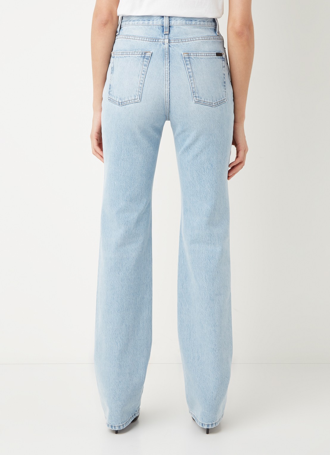 Saint Laurent Janice high waist straight leg jeans met lichte wassing - achterkant indigo