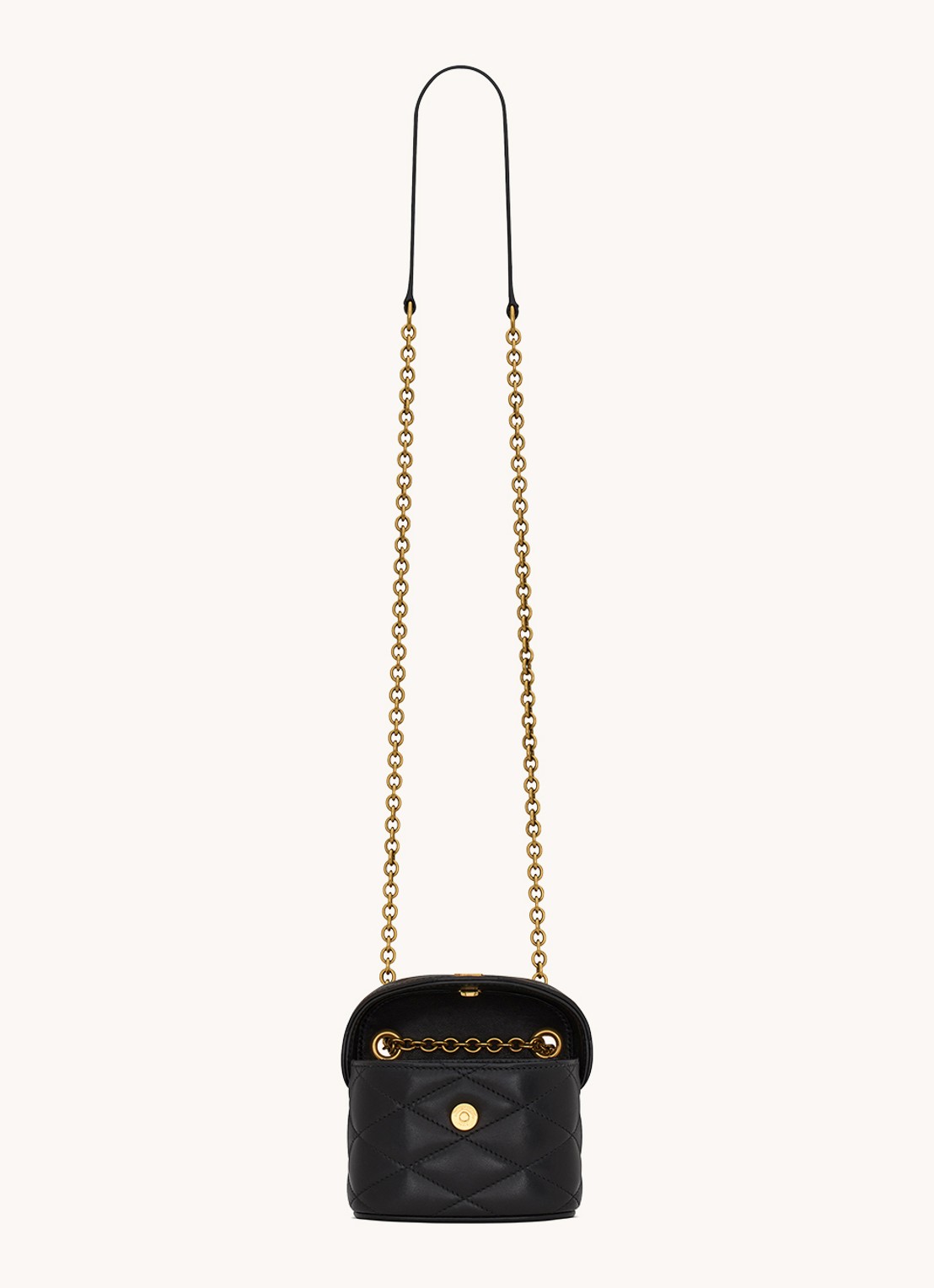 Saint Laurent June Micro crossbodytas van quilted lamsleer - detail zwart