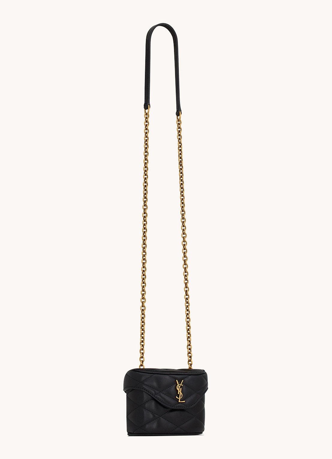 Saint Laurent June Micro crossbodytas van quilted lamsleer - detail 2 zwart