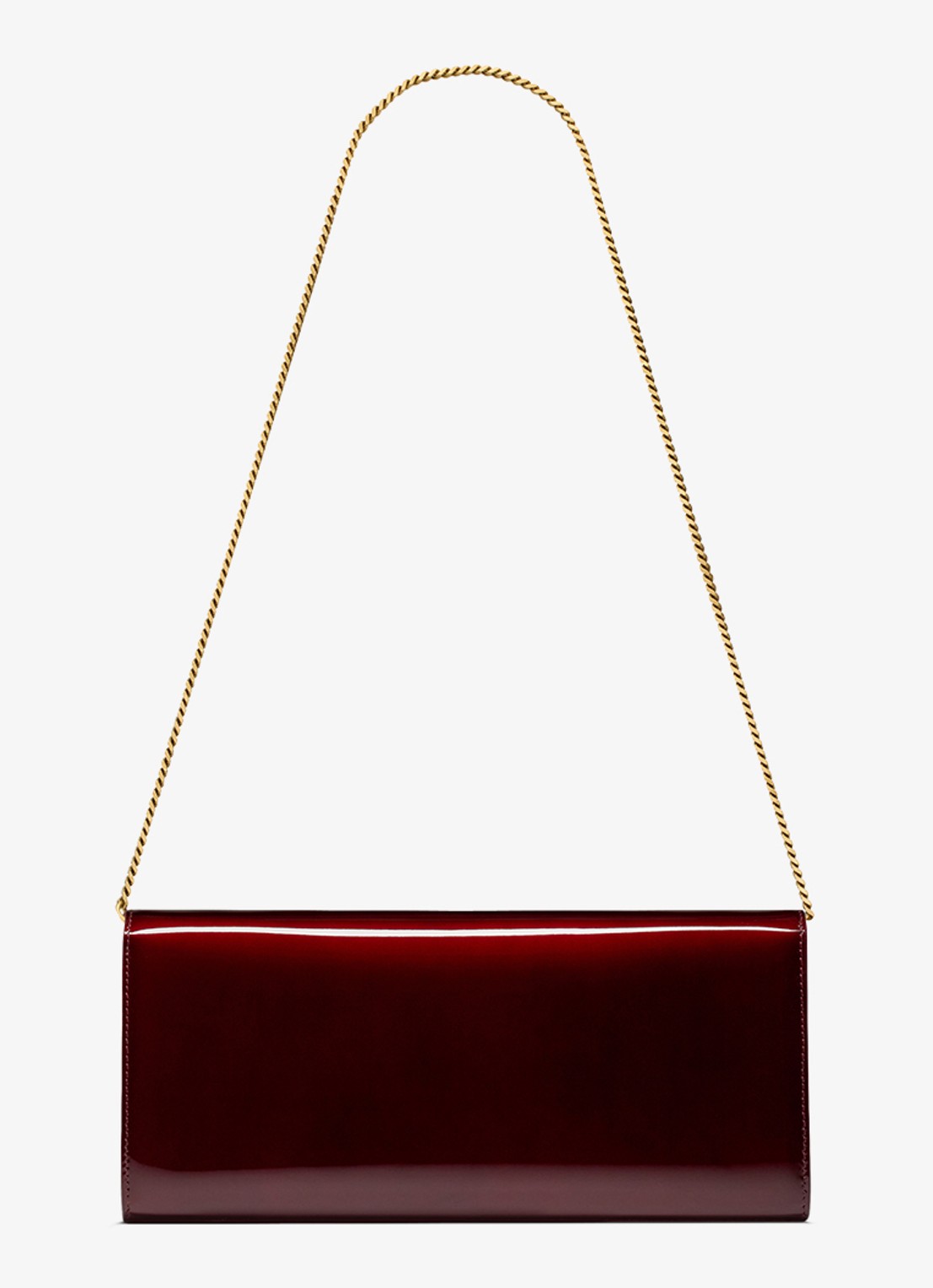 Saint Laurent Kate clutch van lakleer met afneembare schouderriem - achterkant bordeauxrood