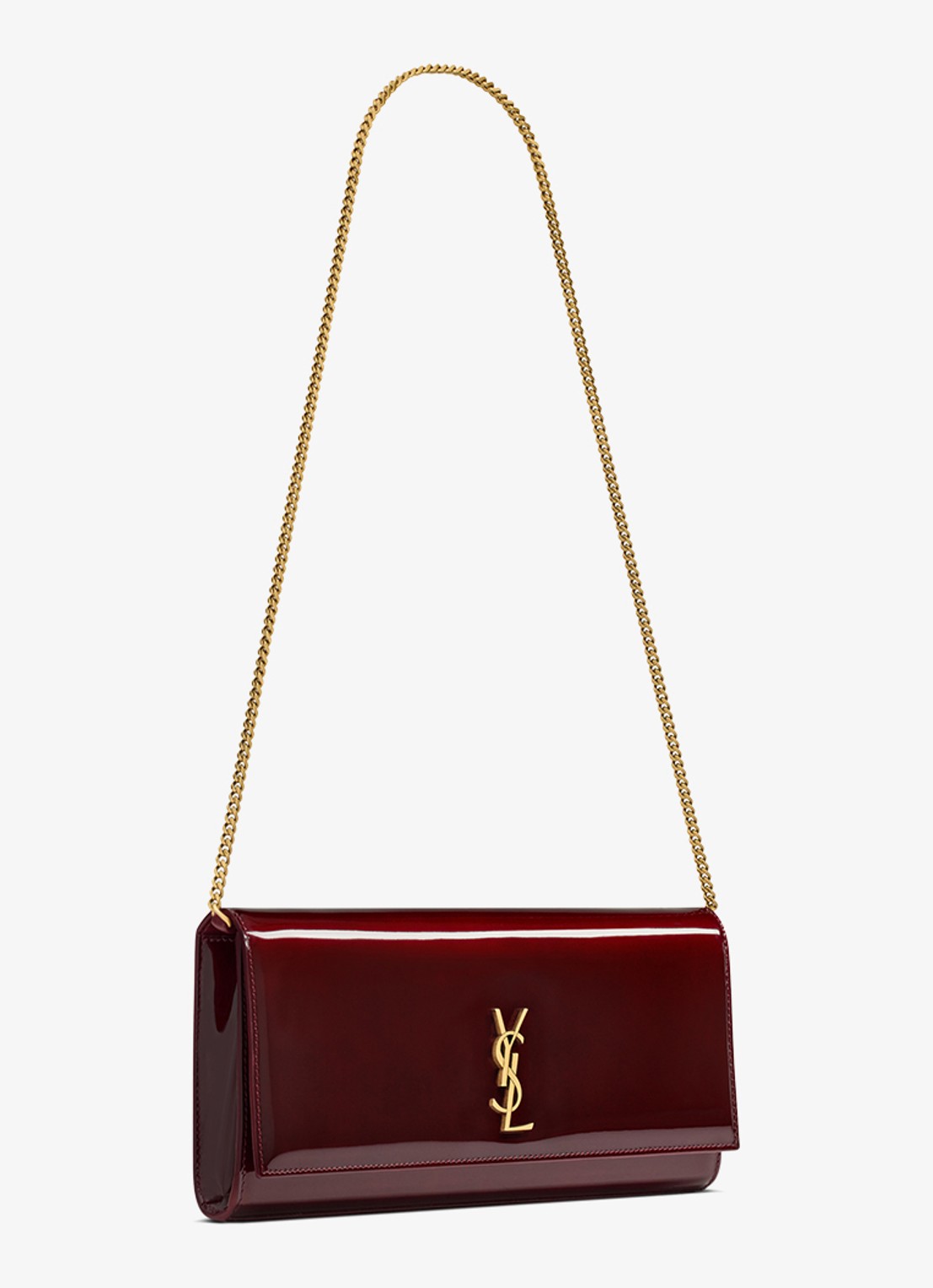Saint Laurent Kate clutch van lakleer met afneembare schouderriem - detail 4 bordeauxrood