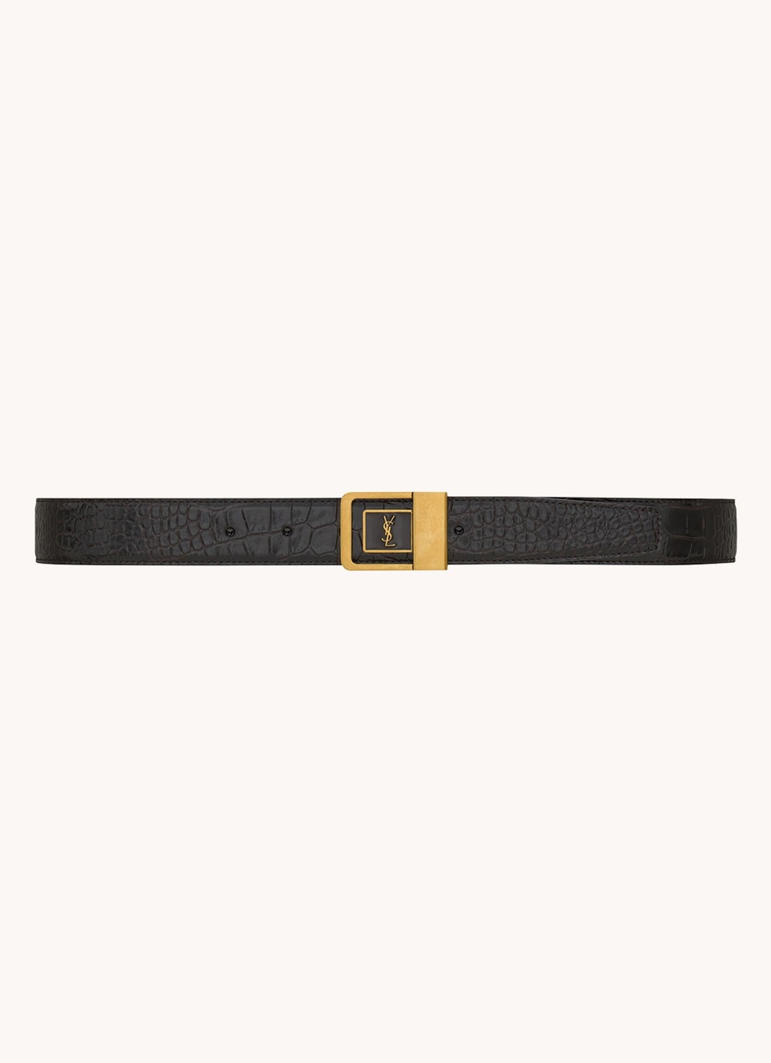 Saint Laurent La 66 riem van kalfsleer met crocostructuur - voorkant donkerbruin