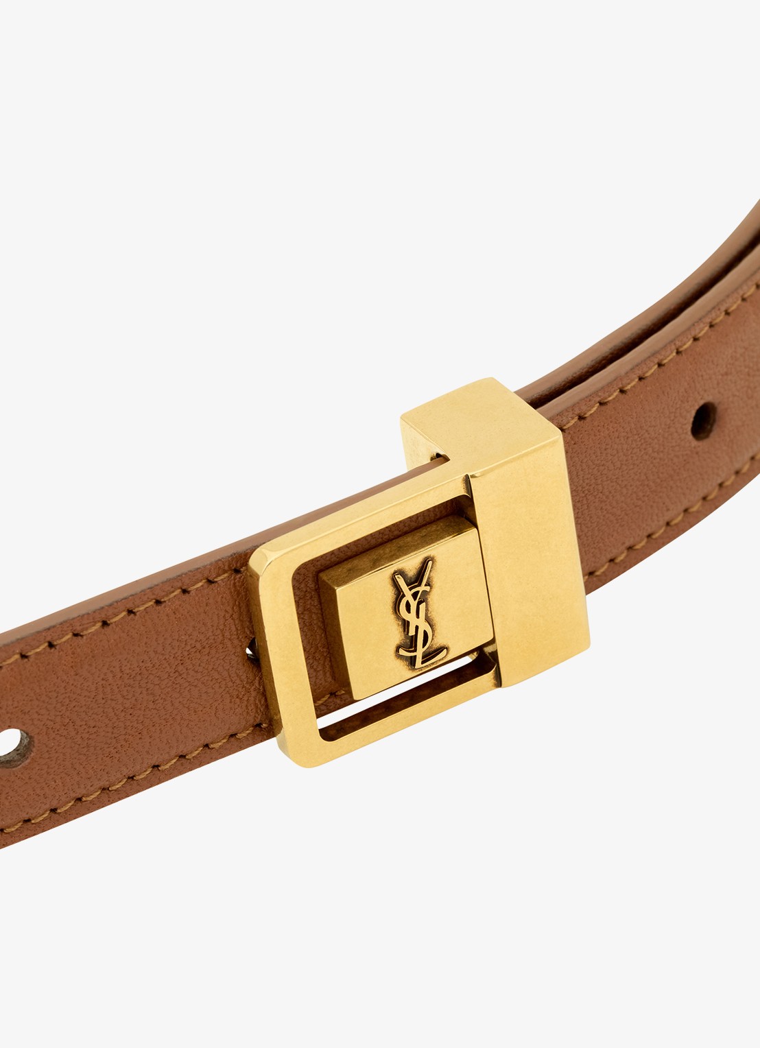 Saint Laurent La 66 riem van kalfsleer - detail 2 bruin