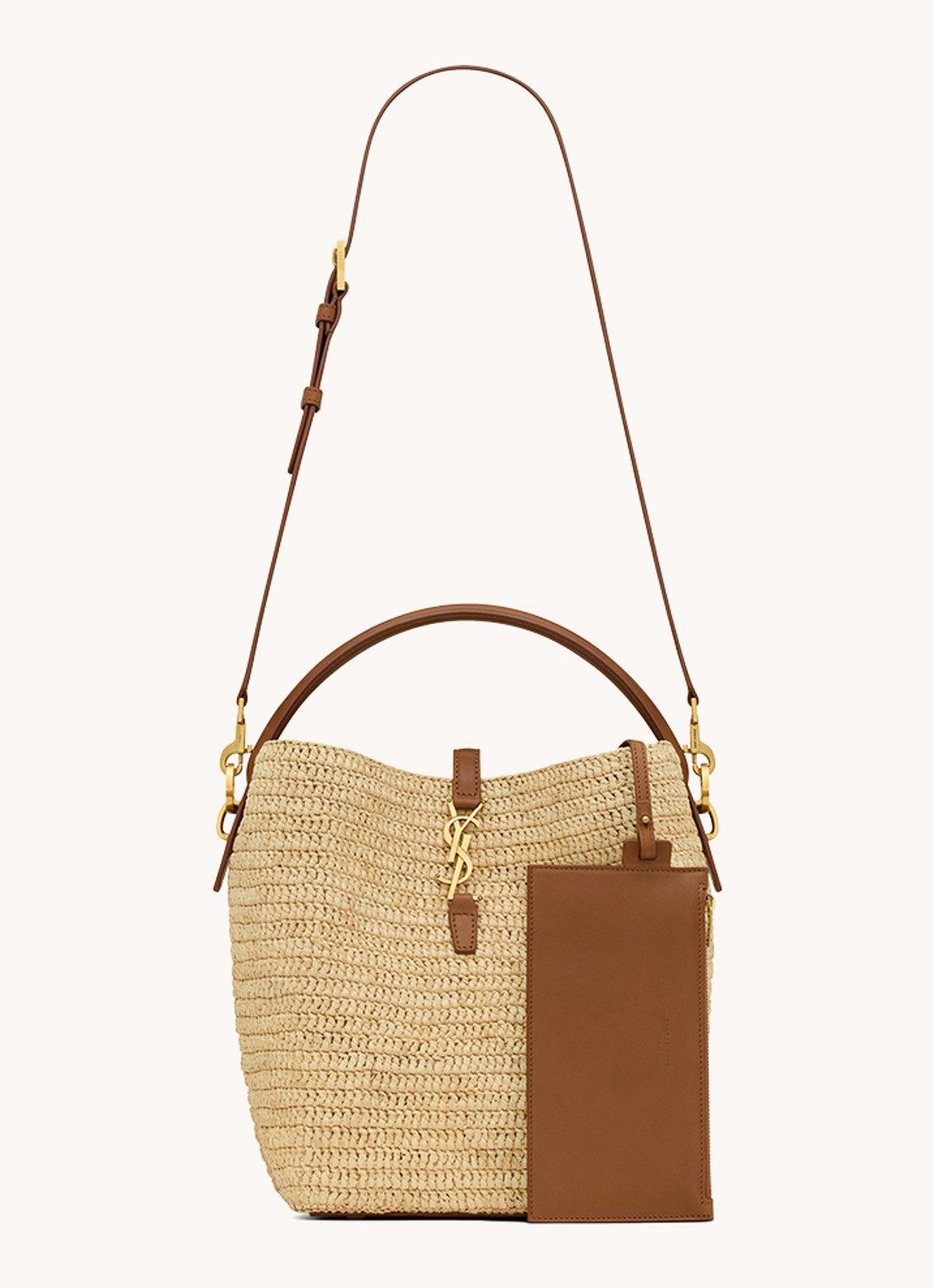 Saint Laurent Le 37 handtas van raffia - achterkant naturel