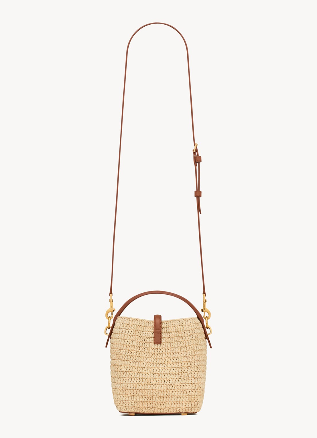 Saint Laurent Le 37 Mini handtas van raffia met kalfsleren details - achterkant 6 beige