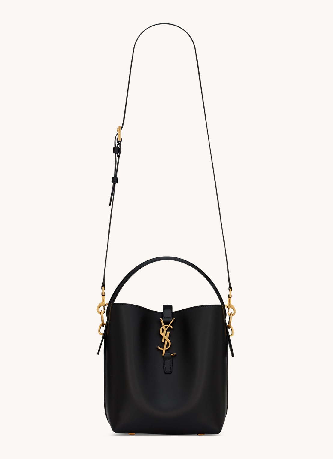 Saint Laurent Le 37 Small handtas van kalfsleer met afneembare schouderriem - voorkant zwart