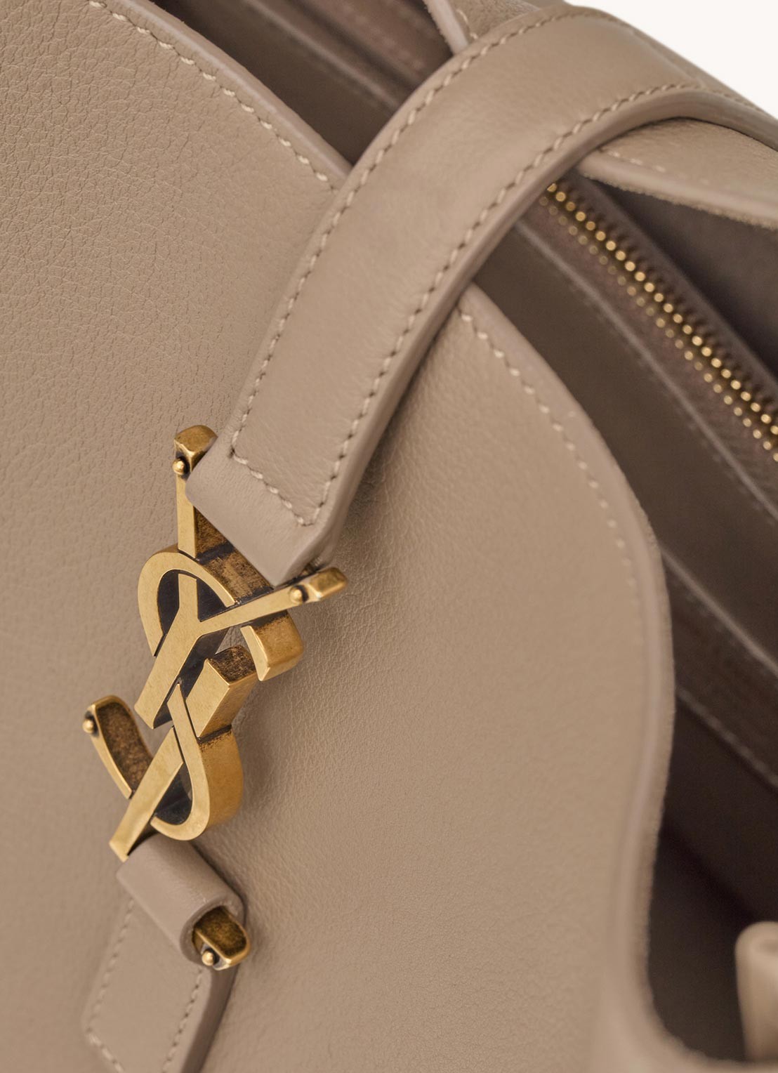 Saint Laurent Le 5 À 7 Large schoudertas van kalfsleer - detail 6 donkerbeige