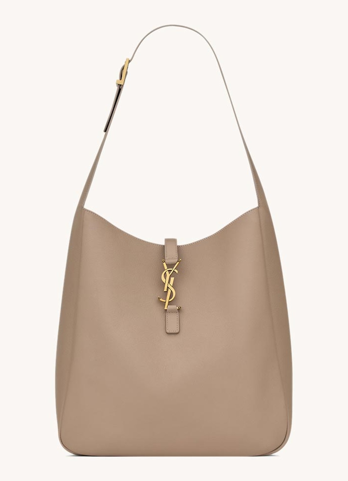 Saint Laurent Le 5 À 7 Large schoudertas van kalfsleer - voorkant 2 donkerbeige