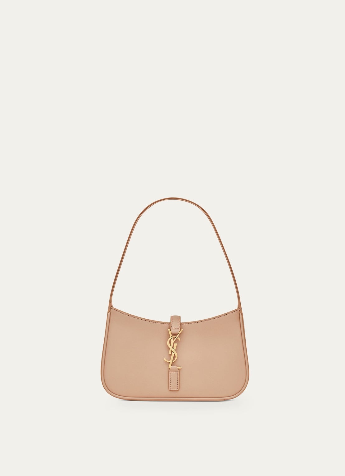 Saint Laurent Le 5 À 7 Mini Hobo schoudertas van kalfsleer - voorkant donkerbeige