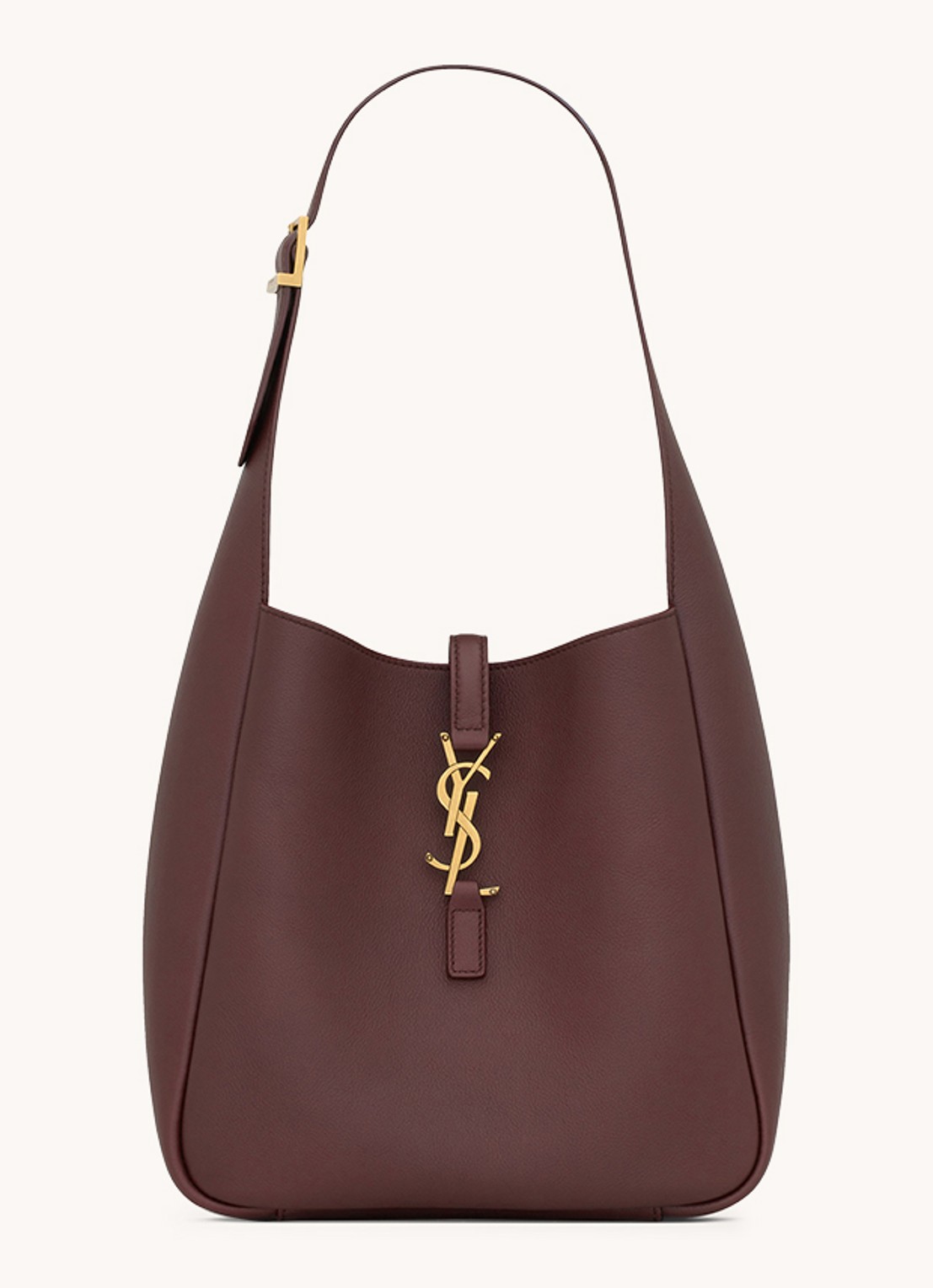 Saint Laurent Le 5 à 7 Small schoudertas van kalfsleer - voorkant aubergine