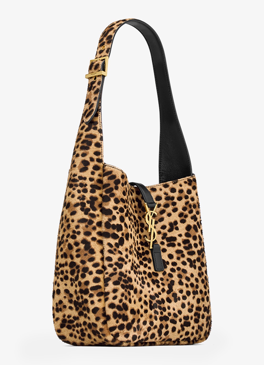 Saint Laurent Le 5 À 7 Supple Small shopper van kalfsleer met ponyhair - detail 3 camel