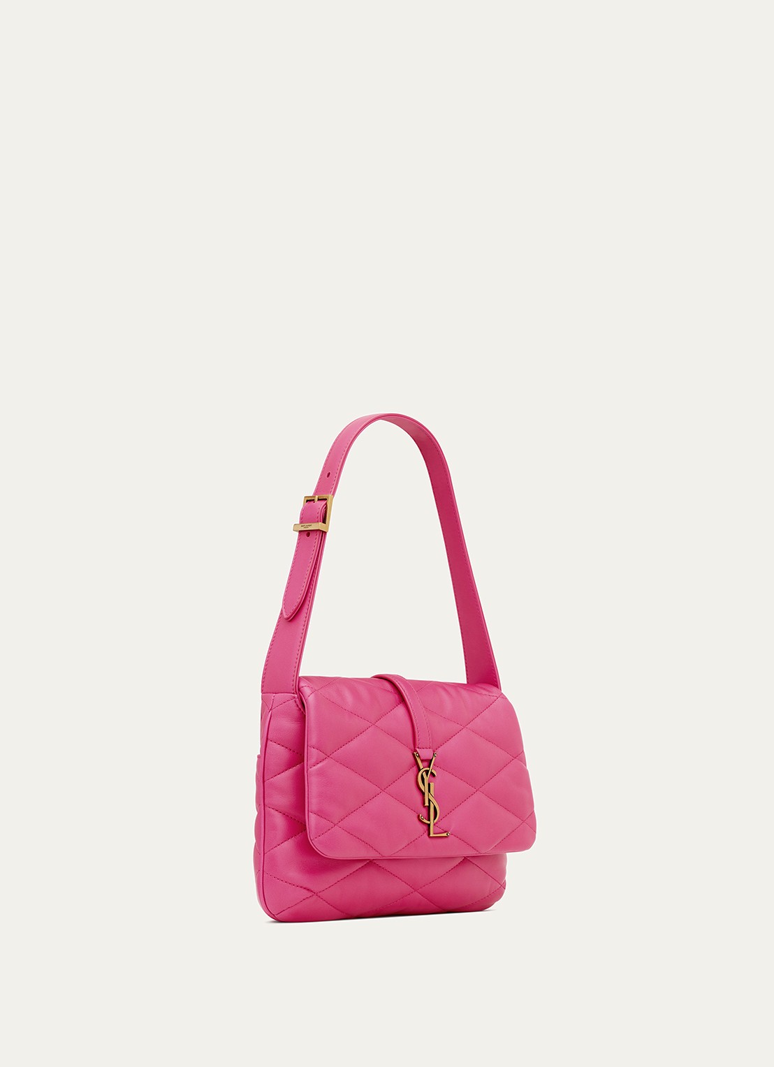 Saint Laurent Le 57 Hobo schoudertas in quilted lamsleer - detail 3 roze