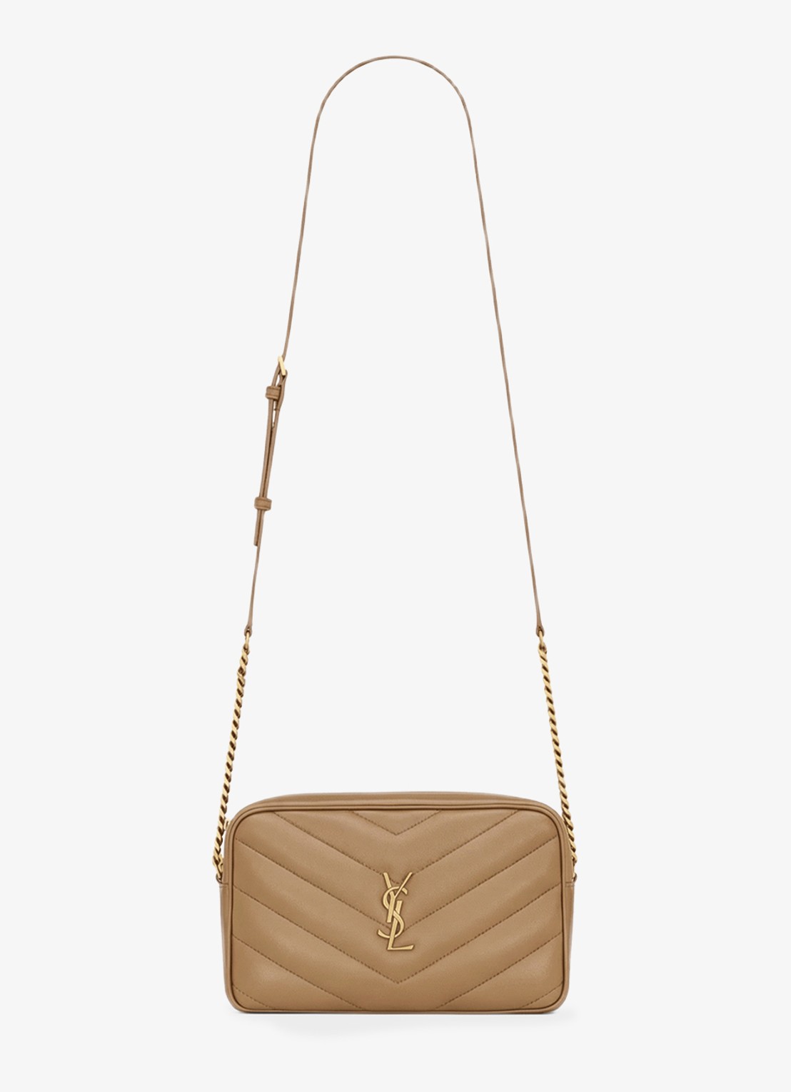 Saint Laurent Loulou crossbodytas van lamsleer - voorkant beige