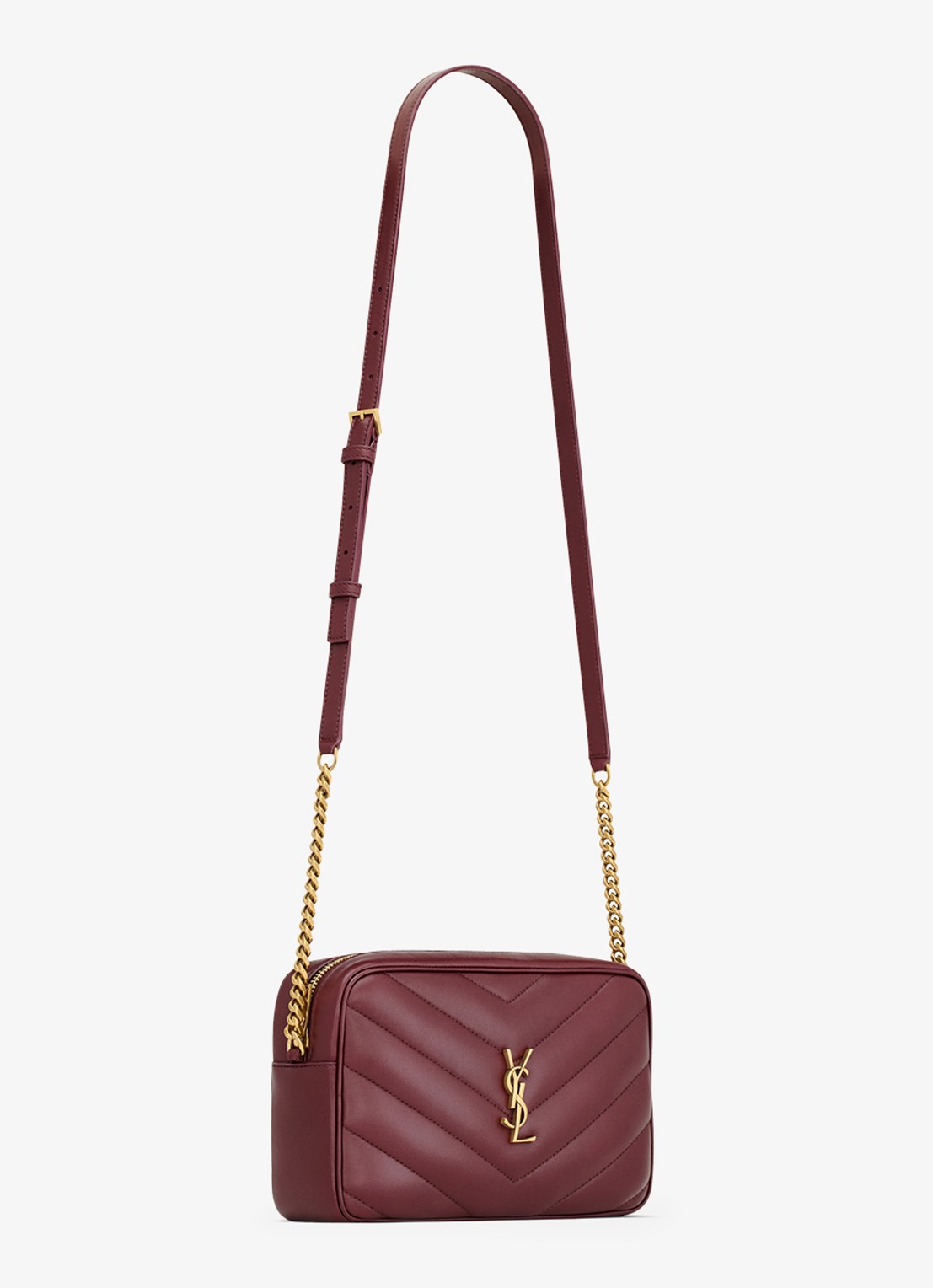 Saint Laurent Loulou crossbodytas van lamsleer - detail 2 donkerrood
