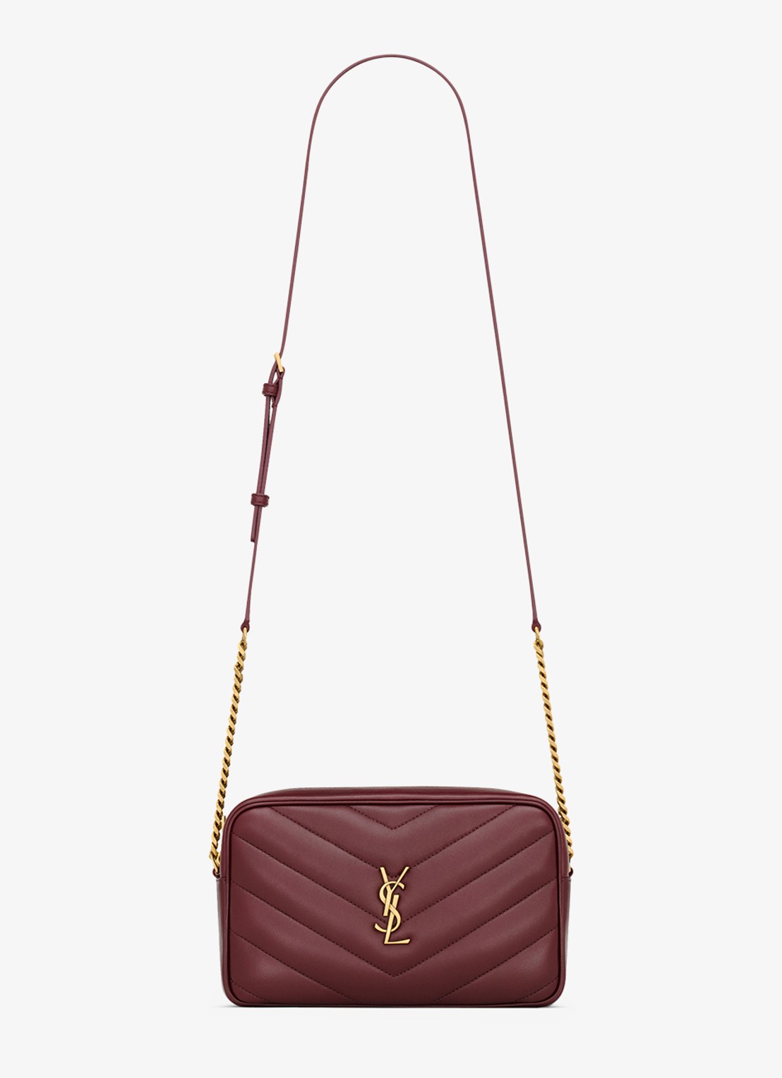 Saint Laurent Loulou crossbodytas van lamsleer - voorkant 5 donkerrood