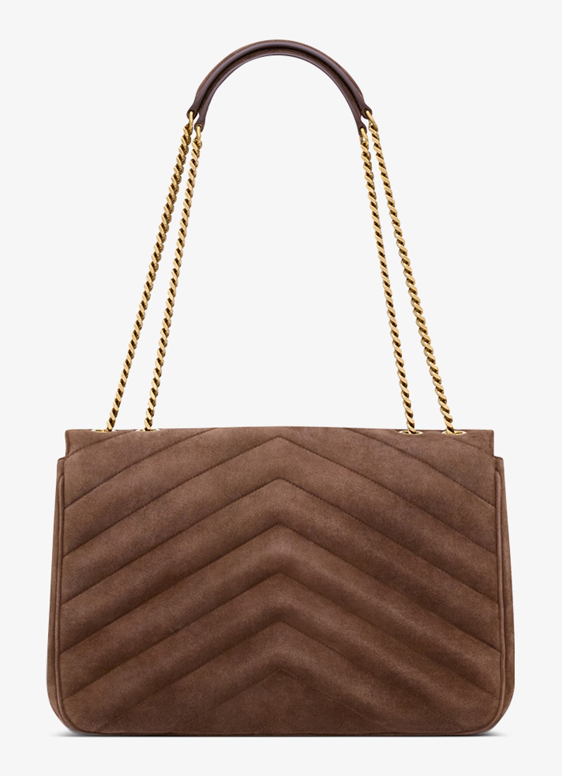 Saint Laurent Loulou Large schoudertas van kalfssuède - achterkant bruin