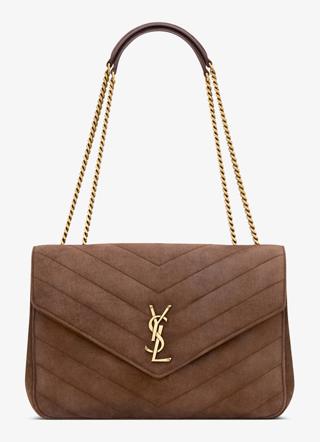 Saint Laurent Loulou Large schoudertas van kalfssuède - voorkant 7 bruin