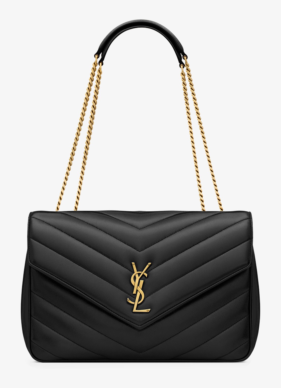 Saint Laurent Loulou Large schoudertas van lamsleer - voorkant 7 zwart