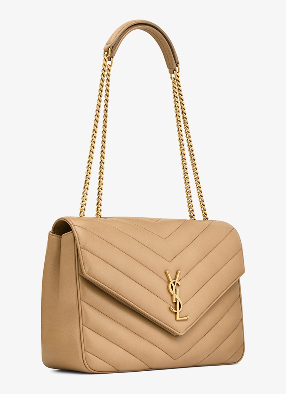 Saint Laurent Loulou Large schoudertas van lamsleer - detail 5 lichtbruin
